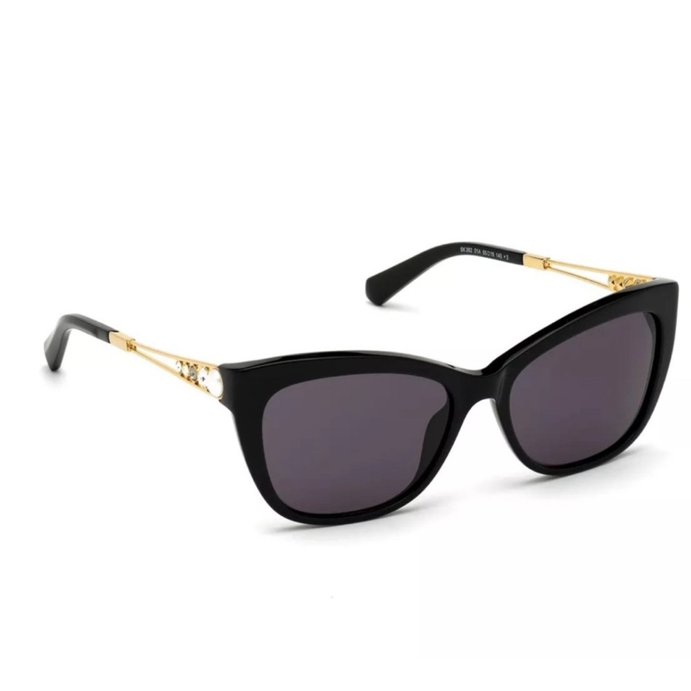 SWAROVSKI Black Gold Plastic Cat Sunglasses
